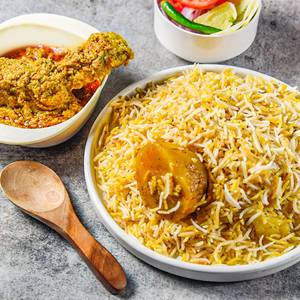 Aloo Biryani With Chicken Chaap    