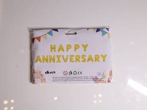 Happy Anniversary Balloon Bannar Goldan