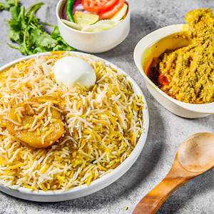 Egg Biryani With Chicken Chaap        