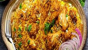 Chicken biryani cut