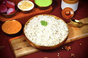 Jeera Rice With Raita Or Gravy (serves 1-2)