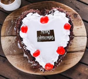 Berry Christmas Black Forest Heart Shape Cake