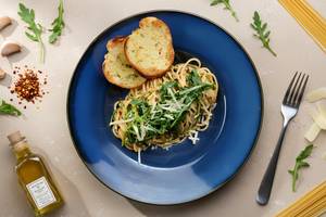 Aglio Olio Pepperoncino With Wilted Arugula