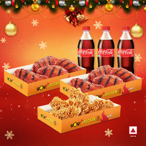 8Pcs Tandoori Grilled Chicken Wings+4Pcs Peri Peri Strips+3Coke 250Ml
