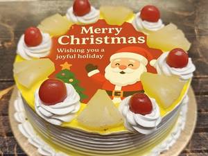 Eggless Photoprint Pineapple Cake Christmas Specials