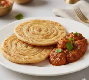 Two paratha with chicken masala