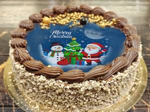 Eggless Photoprint Belgian Truffle Cake Christmas Specials