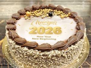 Eggless Photoprint Belgian Truffle Cake New Year Special