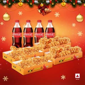 8Pcs Fried Chicken Wings + 8Pcs Peri Peri Strips + 4 Coke 250 Ml