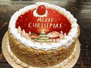 Eggless Photoprint Butterscotch Cake Christmas Specials