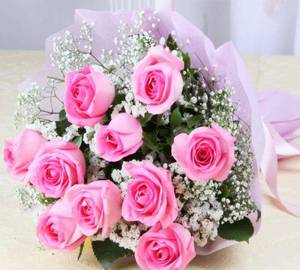 10 Pink Rose Round Bouquet