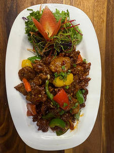 Three Pepper Lamb With Fresh Red Chilli