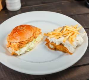 2 chicken sandwich with french fries
