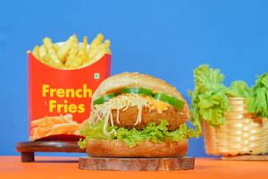 Cheese Spicy Burger With Fries