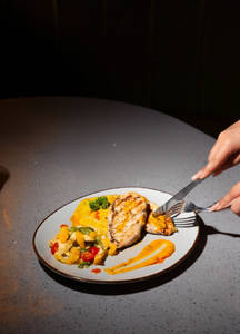 Grilled Chicken On Pumpkin Mash