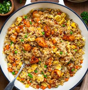 Chicken Fried Rice With Chicken Manchurian And Fried Chicken Kebab