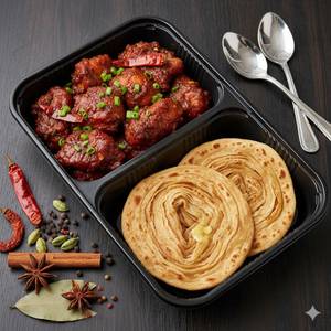 Lacha Paratha [1 Pc] + Chili Chicken 100 Gm]