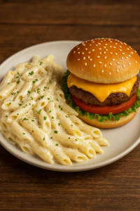 White Sauce Pasta with Burger Combo