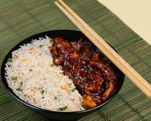 Veg Fried Rice With Black Pepper Chicken Strips