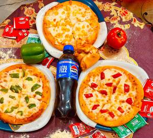 Double Cheese Pizza corn, Capsicum, tomato 1 pocket Parcel Pepsi400ml