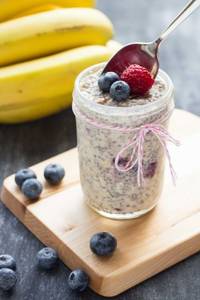 Blueberry Overnight Oatmeal With Chia (Energy 300kcal, 14g P)
