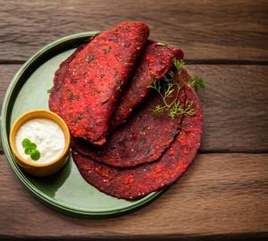 Beetroot onion tawa paratha  ( olive oil )