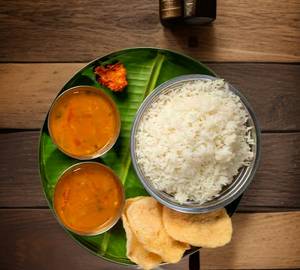 White Rice + Sambhar + Palya + Papad