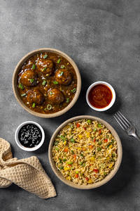 Manchurian With Veg. Fried Rice.