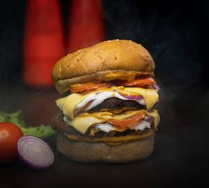 Double chicken tikki cheese burger