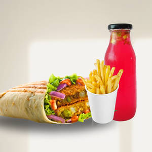 Aaloo Thick Wrap + Fries + Mojito