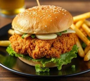 Chicken Grilled Burger With Potato Fries [ Regular ]