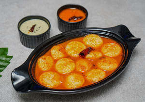 Ghee Button Idli  Sambhaar Dip