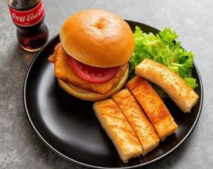 Special Fish Burger With Boneless Fish Fingers (4 Pieces) And Soft Drink (1 Piece)