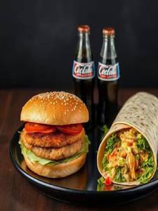 Crispy Chicken Burger With Crispy Chicken Twister Wrap And Soft Drink (2 Pieces)