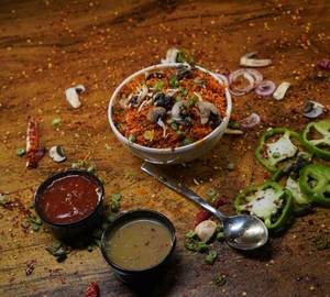 Schezwan mushroom fried rice