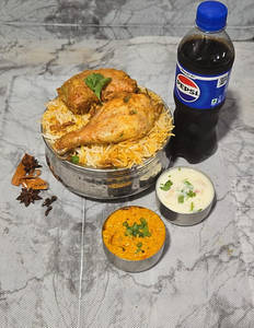 Double Pice Chicken Dum Biryani With Softdrink 250ml