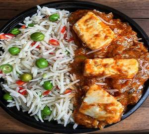 pulao with paneer masala curry and gundruk chutney