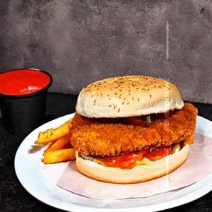 Spicy hot chicken cheese burger                                                                                                                                                           