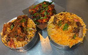 Chicken Dum Biryani + Chicken Fry Biryani With Aloo 65