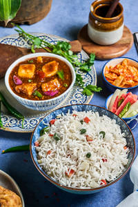 Fried Rice + Paneer Chilli Gravy