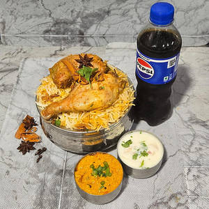 Chicken Dum Biryani With Double Ka Meetha And Pepsi 250ml