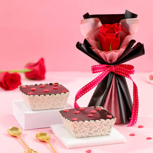 Sweetheart Brownies & Red Rose Combo