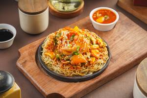 Sizzling Schezwan Vegetable Pan Fried Noodles