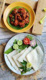 Neer Dosa with Chicken Ghee Roast
