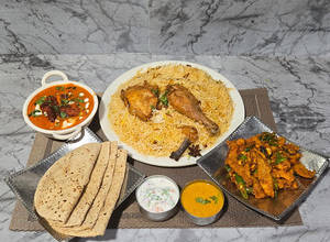 Chicken Biryani Full With Apolo Fish Butter Chicken &3 Rumali Roti
