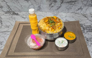 Veg Biryani With Double Ka Metha And Badam Milk