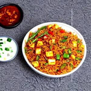 Paneer Chilli Garlic Schezwan Fried Rice
