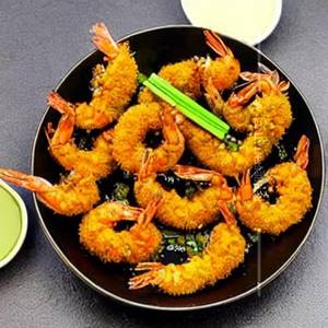 Golden fried prawns