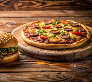 Paneer Tikka Pizza (Regular) + Cheesy Crunchy Burger