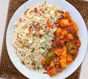 Chili paneer rice ke sath 